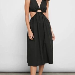 Rails Rizo Midi Dress Cutouts V-neck Black Eco Collection Tencel Like New, Sz XS